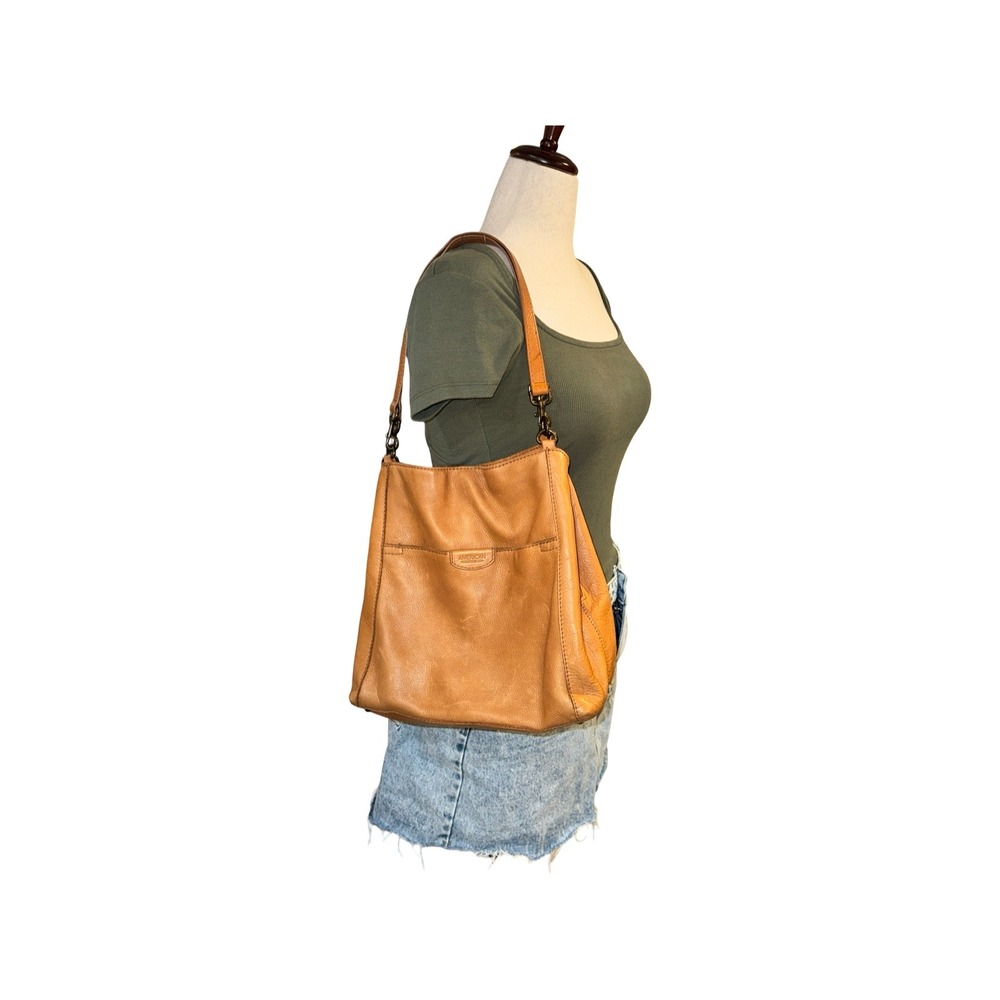 American Leather Co Austin Triple Cognac Entry Leather Shoulder Bag